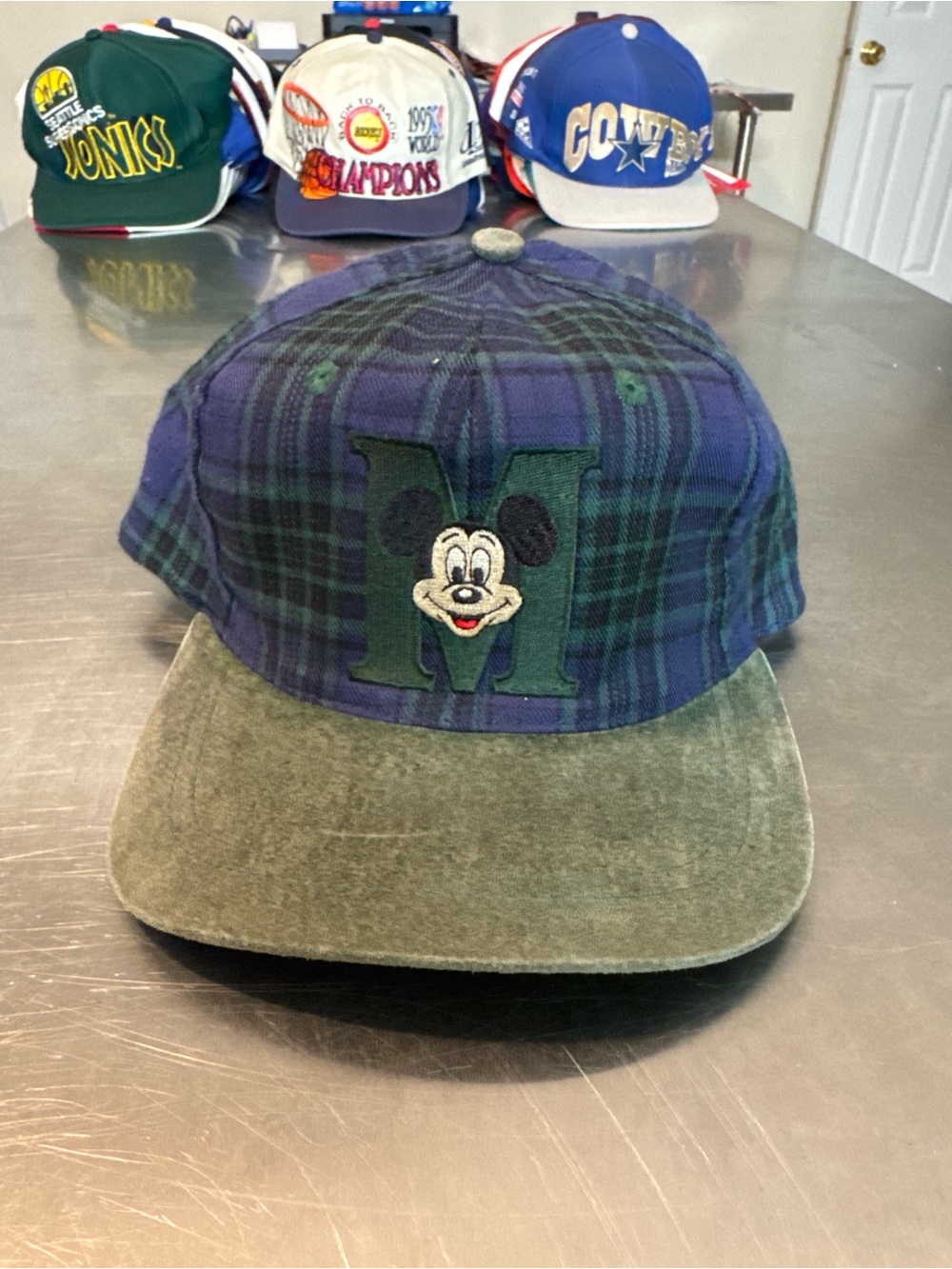 90s Disney Mickey Mouse plaid snapback hat
